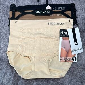 NINE WEST 3-Pack Shaping Briefs Panty FIRM Tummy Control Black/Tan/Nude NWT S